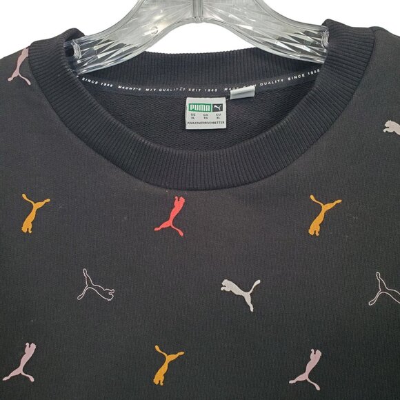 Puma Womens Size XL Sweatshirt Graphic Logo Multi All Over Print Relaxed Fit - Picture 4 of 10